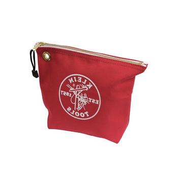 CASES AND BAGS | Klein Tools 5539RED 10 in. x 3.5 in. x 8 in. Canvas Zipper Consumables Tool Pouch - Red